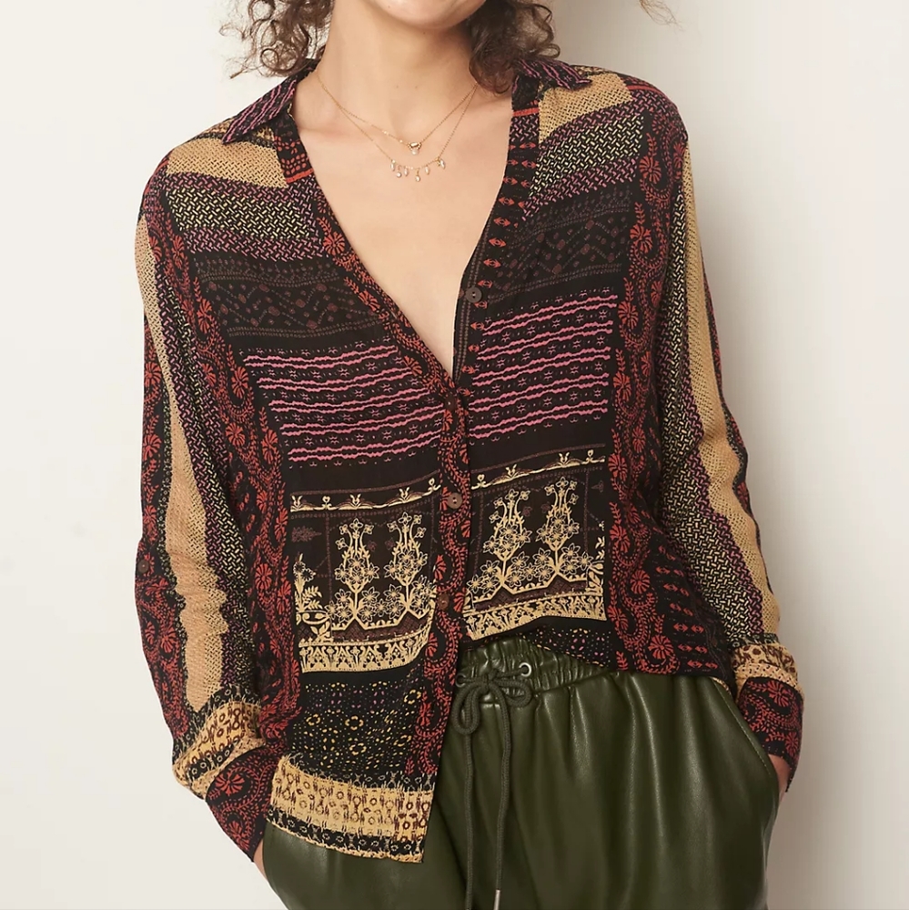 Anthropologie Avah Buttondown by Raga Size M